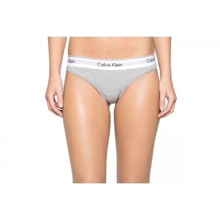 Calvin Klein Modern Cotton Γυναικείο Εσώρουχο String Γκρι, Λευκό