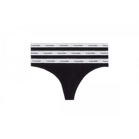 Calvin Klein Γυναικεία Εσώρουχα String Μαύρα 3 Τεμάχια