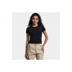 Converse Γυναικεία Κοντομάνικη Crop Top Μπλούζα Μαύρη