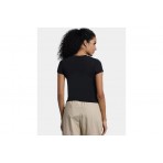 Converse Γυναικεία Κοντομάνικη Crop Top Μπλούζα Μαύρη