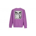 Obey Eyes Icon Crew Ανδρική Μακρυμάνικη Μπλούζα Μωβ