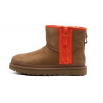 Ugg Classic Mini Zipper Tape Logo Γυναικεία Μποτάκια Καφέ