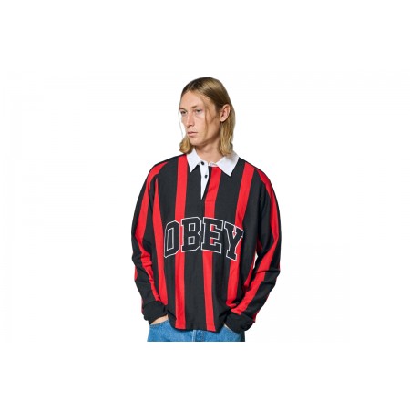 Obey Landon Stripe Μπλούζα Μακρυμάνικη Polo Ανδρική 