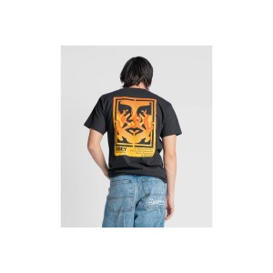 Obey Icon Stencil Flame T-Shirt Ανδρικό (165264048 BLACK)