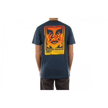 Obey Icon Stencil Flame T-Shirt Ανδρικό 
