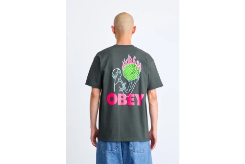 Obey World In Flames Classic T-Shirt Ανδρικό (165264236 VINTAGE BLACK)