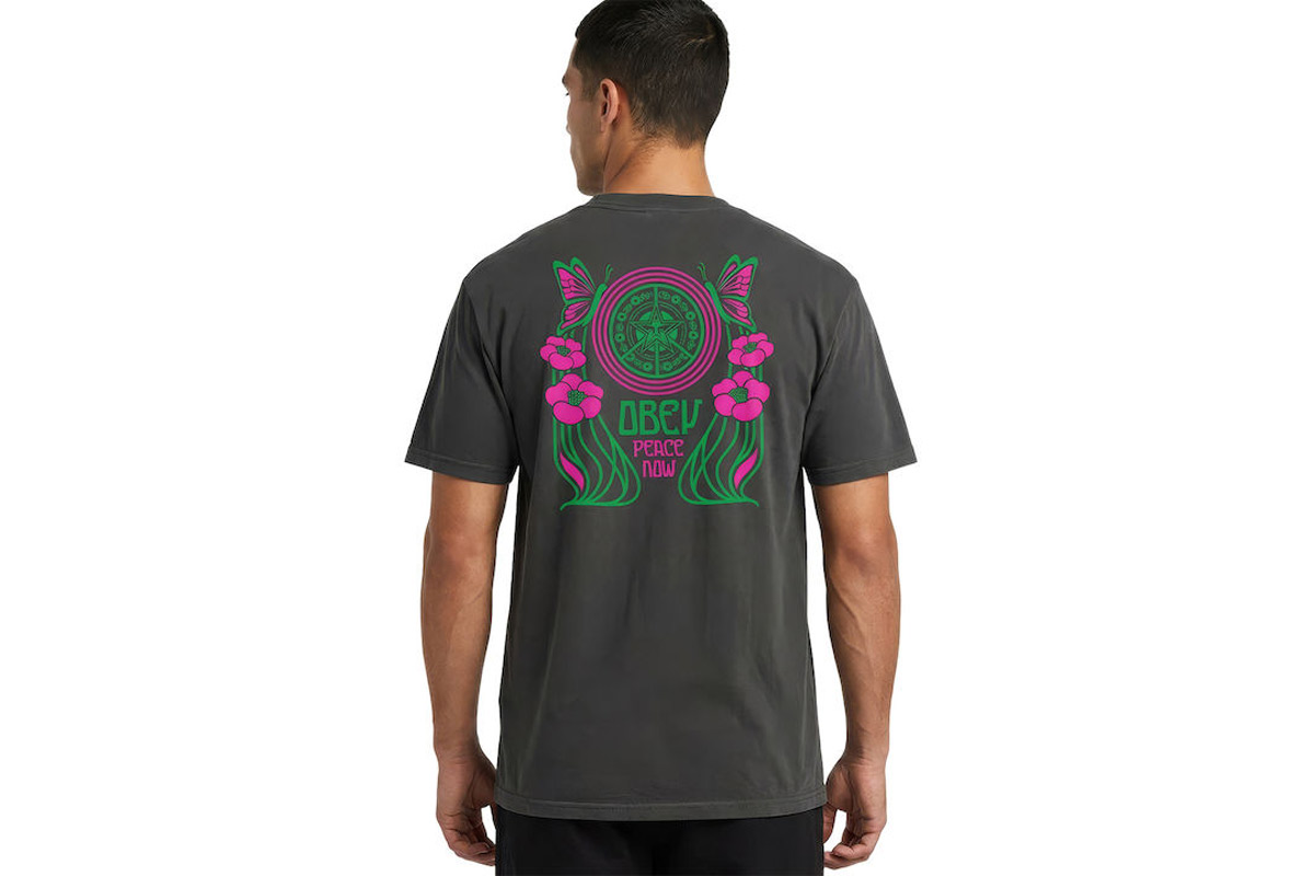 Obey Peace Now Butterflies Classic Ανδρικό Κοντομάνικο T-Shirt Μαύρο