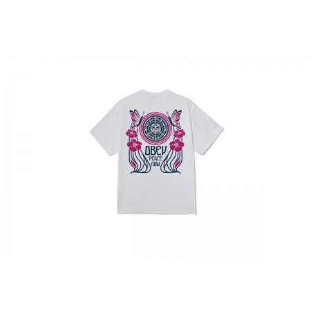 Obey Peace Now Butterflies Classic Ανδρικό Κοντομάνικο T-Shirt Λευκό
