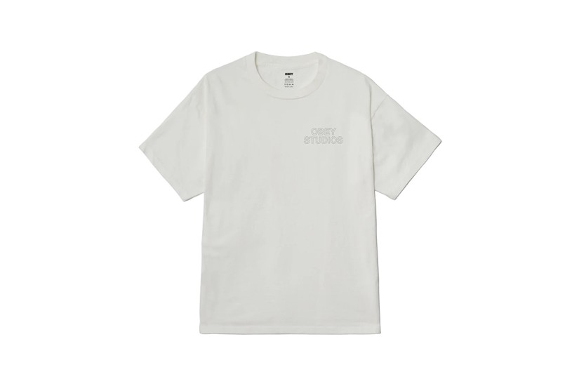 Obey Studios Outline Ανδρικό Κοντομάνικο T-Shirt Λευκό