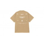 Obey Around The Globe Ανδρικό Κοντομάνικο T-Shirt Μπεζ
