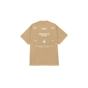 Obey Around The Globe T-Shirt Ανδρικό (167924096 PIGMENT LIGHT KHAKI)