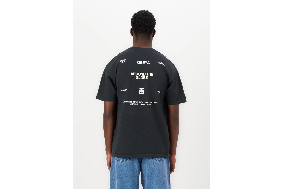 Obey Around The Globe Ανδρικό Κοντομάνικο T-Shirt Μαύρο