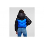 Karl Lagerfeld Γυναικείο Puffer Jacket με Κουκούλα Μπλε, Μαύρο