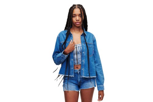 Karl Lagerfeld Cropped Denim Shirt Πουκάμισο Μακρυμάνικο Γυναικείο (235J1601 J171)