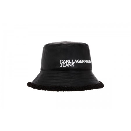 Karl Lagerfeld Shearling Καπέλο Bucket Μαύρο