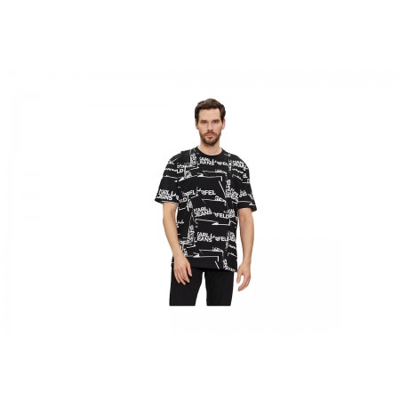 Karl Lagerfeld Relaxed Ανδρικό Κοντομάνικο T-Shirt Μαύρο, Λευκό