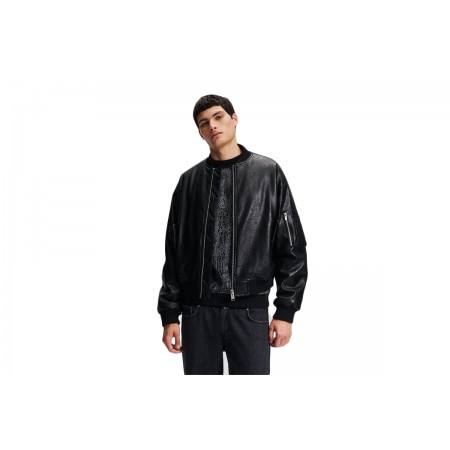 Karl Lagerfeld Cracked Pu Μπουφάν Bomber Ανδρικό 