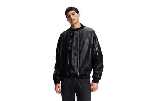 Karl Lagerfeld Cracked Pu Μπουφάν Bomber Ανδρικό (246D1501 J101)