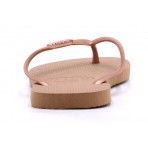 Havaianas Slim Logo Metallic Σαγιονάρες Μπρονζέ, Καφέ