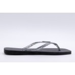 Havaianas Slim Square Logo Metallic Σαγιονάρες Μαύρες