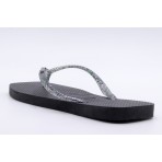 Havaianas Slim Square Logo Metallic Σαγιονάρες Μαύρες