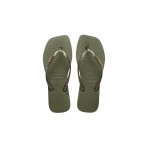 Havaianas Slim Square Logo Metallic Σαγιονάρες Χακί
