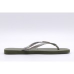 Havaianas Slim Square Logo Metallic Σαγιονάρες Χακί