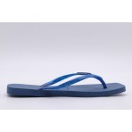 Havaianas Slim Square Logo Metallic Σαγιονάρες Μπλε