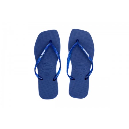 Havaianas Slim Square Logo Metallic Σαγιονάρες Μπλε