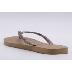 Havaianas Slim Square Logo Metallic Σαγιονάρες Καφέ