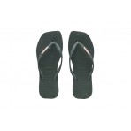 Havaianas Slim Square Logo Metallic Σαγιονάρες Χακί