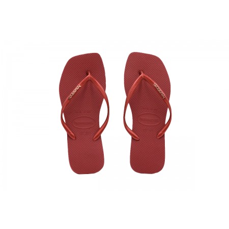 Havaianas Slim Square Logo Metallic Σαγιονάρες Μπορντό