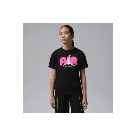Jordan Air Bubble Graphic Παιδικό Κοντομάνικο T-Shirt Μαύρο, Φούξια, Λευκό