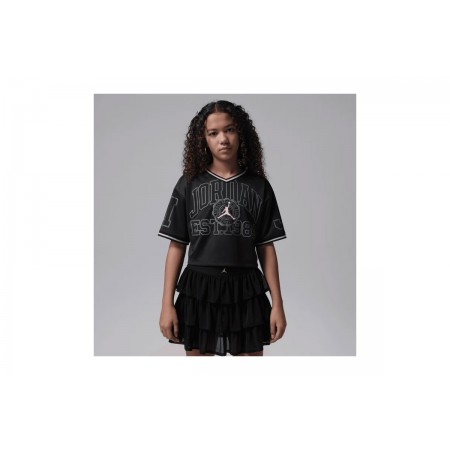 Jordan Secret Diary Jersey Παιδικό Κοντομάνικο Cropped T-Shirt Μαύρο