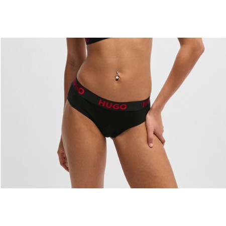 Hugo Brief Sporty Logo Γυναικείο Εσώρουχο String Μαύρο