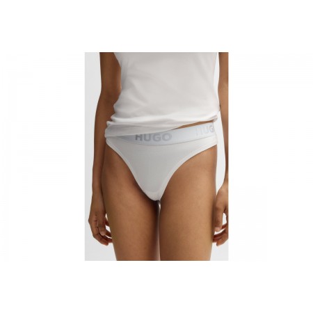 Hugo Sporty Logo Γυναικείο Εσώρουχο String Λευκό