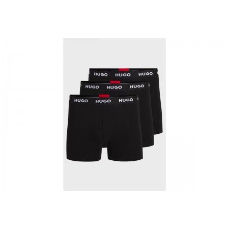 Hugo Boxerbr Triplet Ανδρικά Εσώρουχα Μπόξερ Μαύρα 3 Τεμάχια