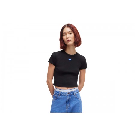 Hugo Boss Baby B Γυναικεία Κοντομάνικη Crop Top Μπλούζα Μαύρη