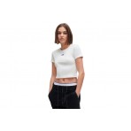 Hugo Boss Baby B Γυναικεία Κοντομάνικη Crop Top Μπλούζα Λευκή