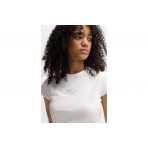 Hugo Dome Γυναικείο Κοντομάνικο Cropped T-Shirt Λευκό
