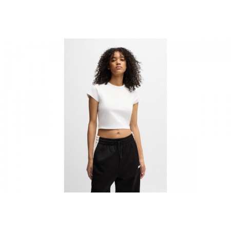 Hugo Dome Γυναικείο Κοντομάνικο Cropped T-Shirt Λευκό