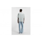 Hugo Eligino Ανδρικό Κοντομάνικο Πουκάμισο Εκρού, Βεραμάν, Μαύρο