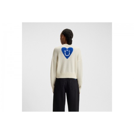 Hugo Scutie_B Happy Heart V-Neck Πουλόβερ Γυναικείο 