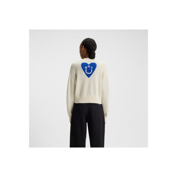 Hugo Scutie_B Happy Heart V-Neck Πουλόβερ Γυναικείο (50543059 992)