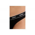Hugo Thong Stripe Γυναικείο Εσώρουχο String Μαύρο