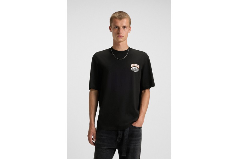 Hugo Nartupix Logo Artwork Ανδρικό Κοντομάνικο T-Shirt Μαύρο