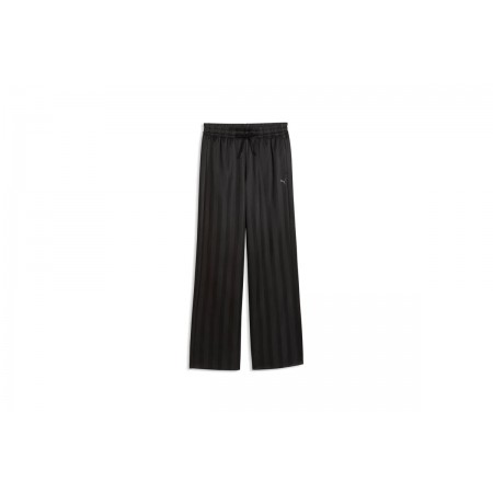 Puma League Wide Leg Γυναικείο Παντελόνι Φόρμας Μαύρο