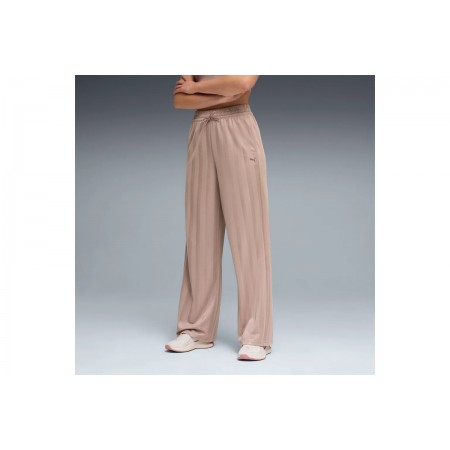 Puma League Wide Leg Γυναικείο Παντελόνι Φόρμας Σάπιο Μήλο