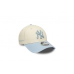 New Era New York Yankees Side Script 9Forty Καπέλο Snapback Εκρού, Σιέλ