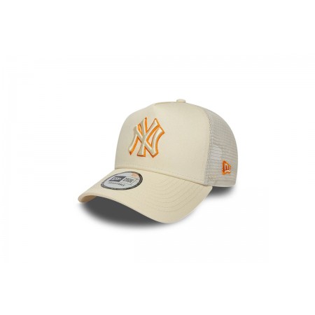 New Era New York Yankees MLB Outline Cream 9FORTY E-Frame Trucker Καπέλο Snapback Εκρού, Πορτοκαλί